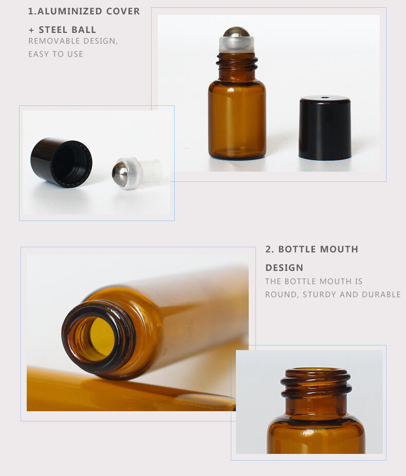 Botol parfum 20ml kosmetik amber clear roll on glass dengan bola logam untuk kemasan minyak esensial pabrik penjualan panas