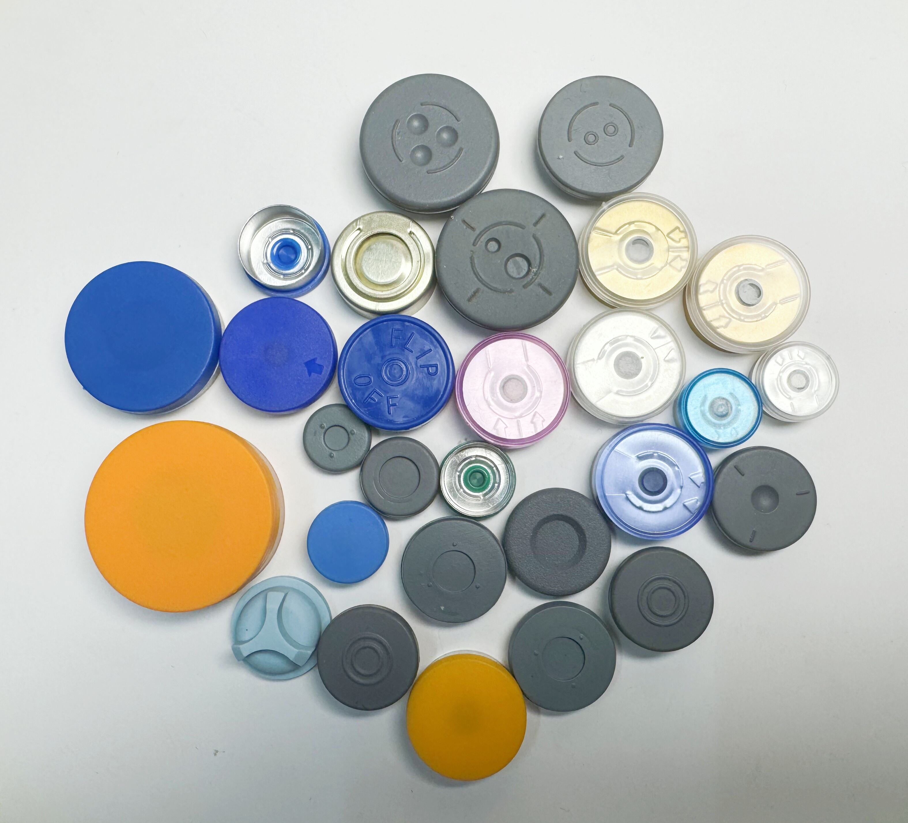 Custom logo embossed injection or Infusion Used vial flip-off Medical Aluminum Plastic Flip Up Vial Cap manufacture