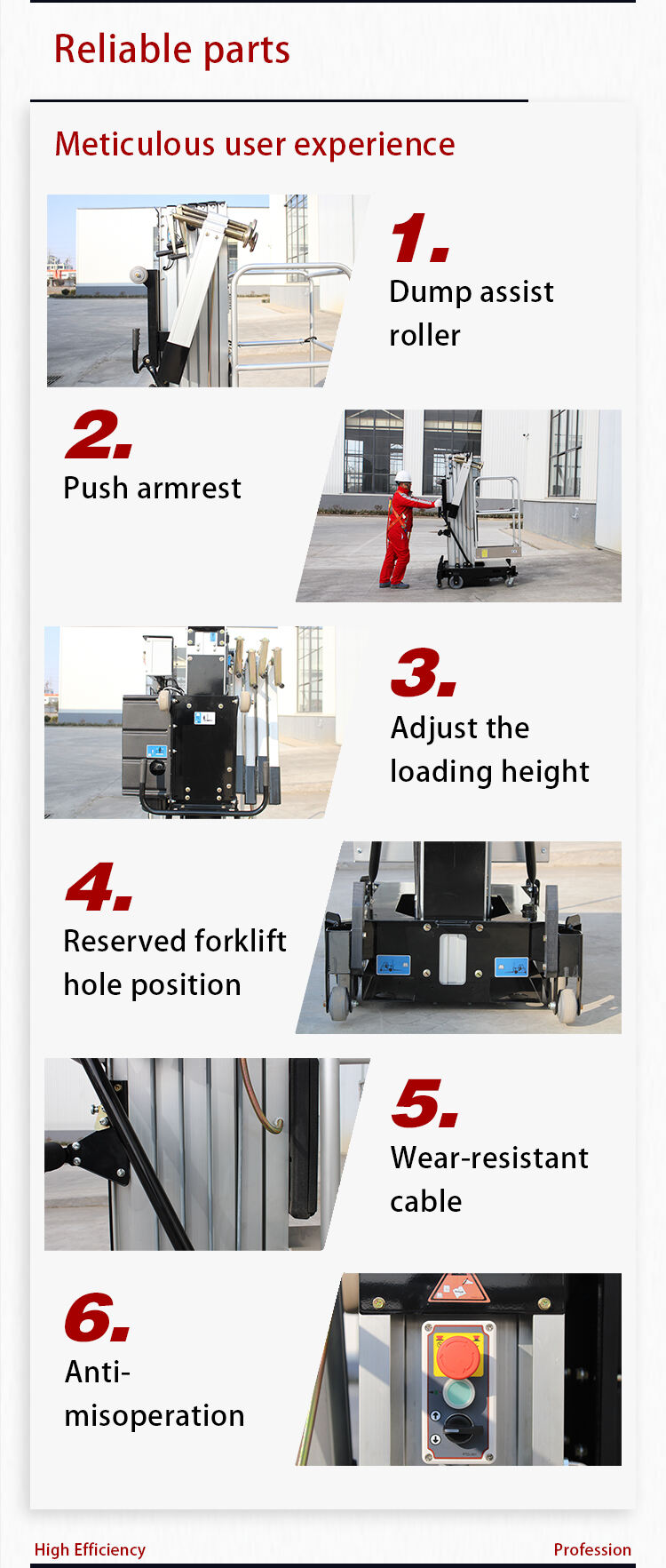 Single mast aluminum lift table self propelled work platform supplier