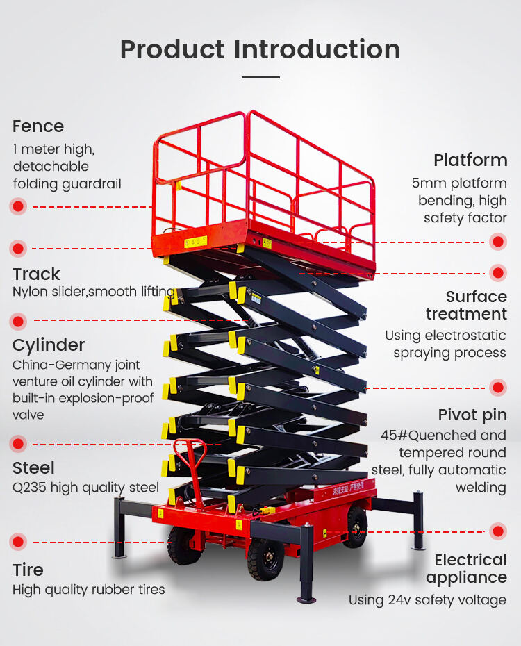 500KG 1000KG 4-12M Electric Hydraulic Mobile Platform New Currents Mobile Scissor Man Lift Electric Lifting Scaffold Lift supplier