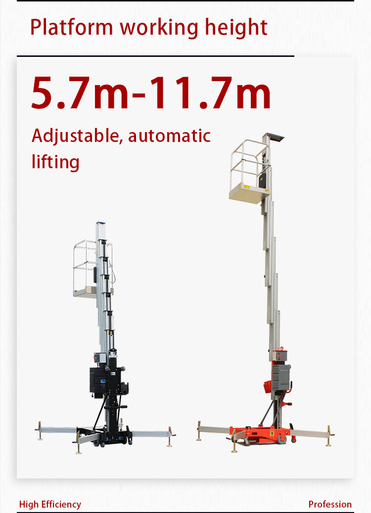 5m-11m Single one mast vertical Aluminum Alloy lift electric man lift tables manufacture