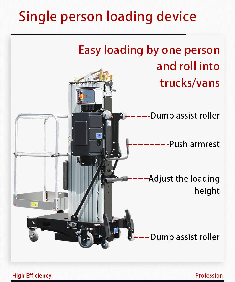 Single mast aluminum lift table self propelled work platform manufacture