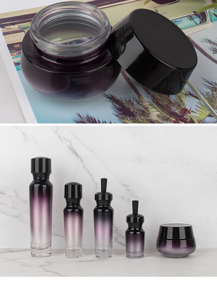 50g matte cream jar 15ml 30ml purple oil glass dropper bottle 100ml 50ml frosted glass spray bottle supplier