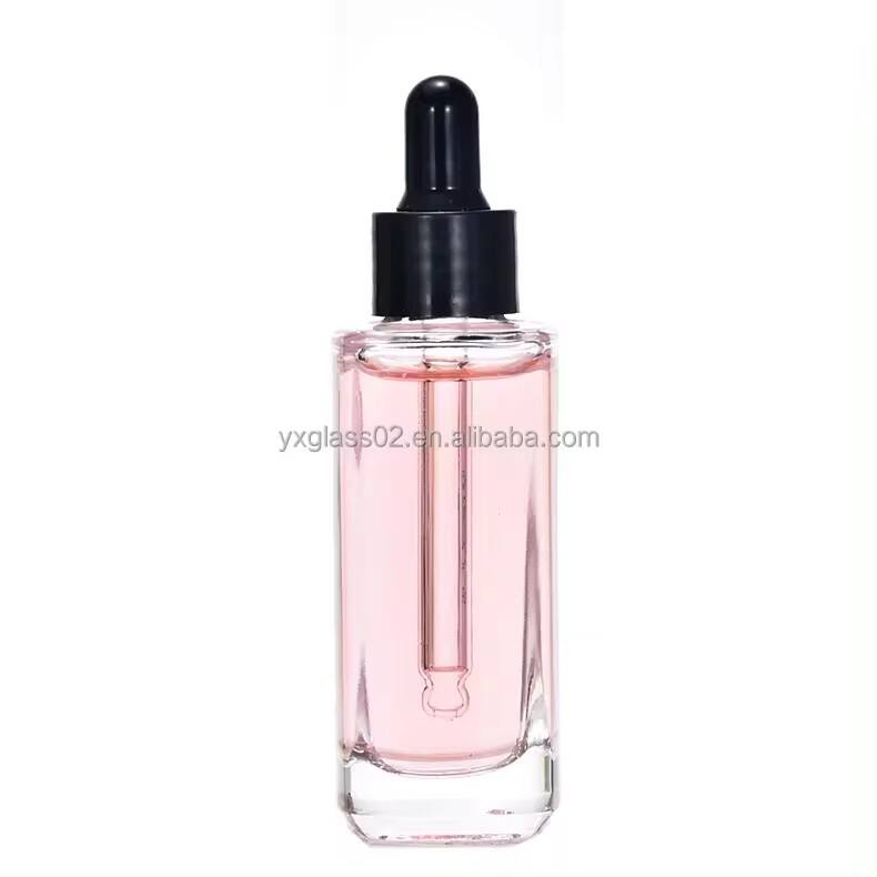 Custom 15ml30ml50ml glass bottle Serum glass Dropper Bottle skincare cosmetic Square dropper glass packaging details