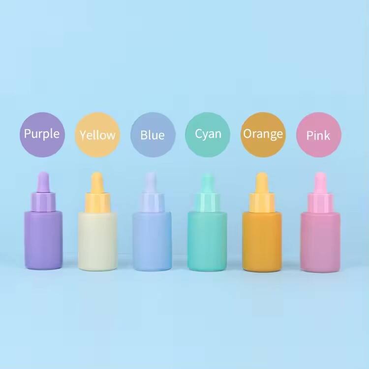 High Quality cosmetic glass bottle colorful essential oil dropper bottle frosted essential oil bottle glass dropper details