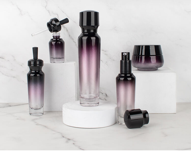 50g matte cream jar 15ml 30ml purple oil glass dropper bottle 100ml 50ml frosted glass spray bottle manufacture