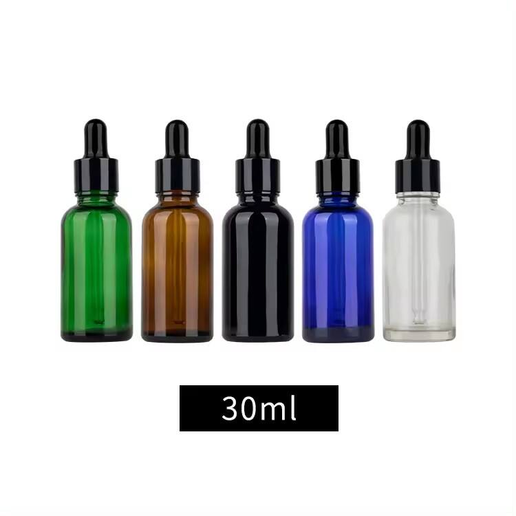 Silkscreen printing Essential Oil Packaging Bottles Green Amber Blue Glass Bottle Dropper glass Bottle manufacturer supplier