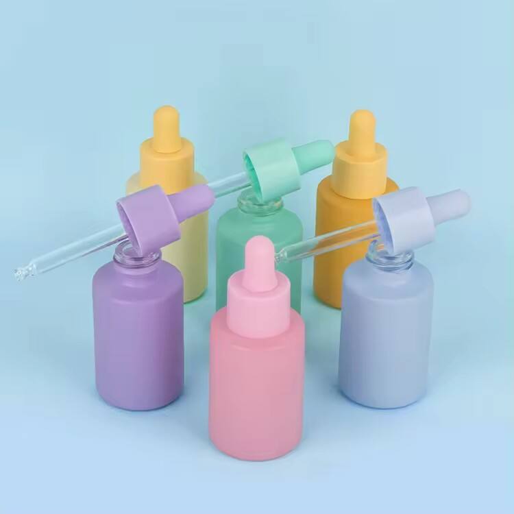 High Quality cosmetic glass bottle colorful essential oil dropper bottle frosted essential oil bottle glass dropper factory