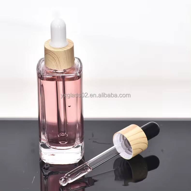 Custom 15ml30ml50ml glass bottle Serum glass Dropper Bottle skincare cosmetic Square dropper glass packaging supplier