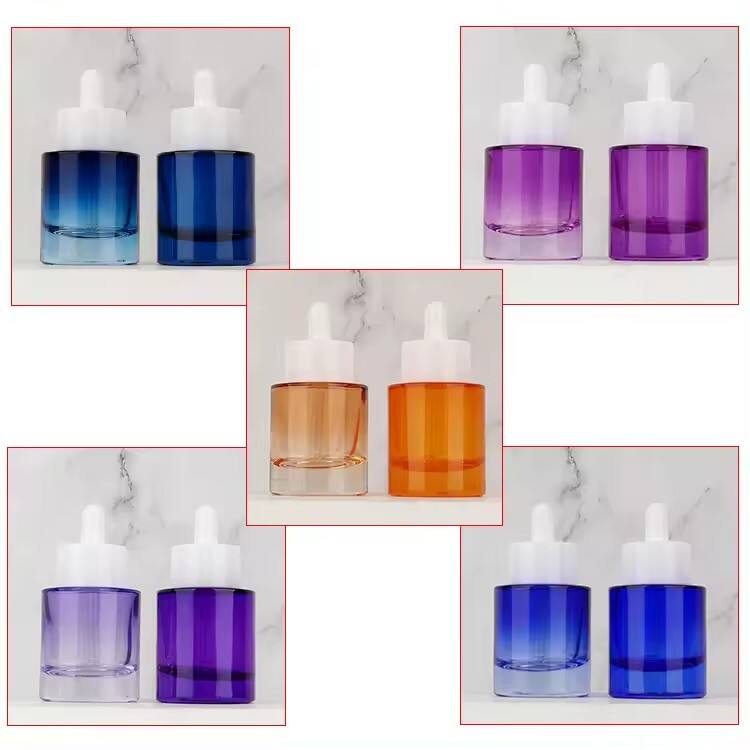 White cap Essential Oil Packaging Bottles 30ml Colorful Glass Dropper Bottle Cosmetic Glass Bottles supplier supplier