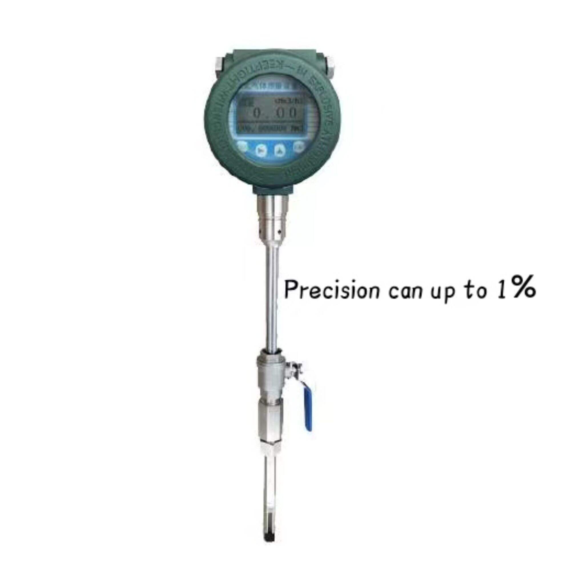 Thermal gas mass flow meter for measuring gas compressed air flow rate