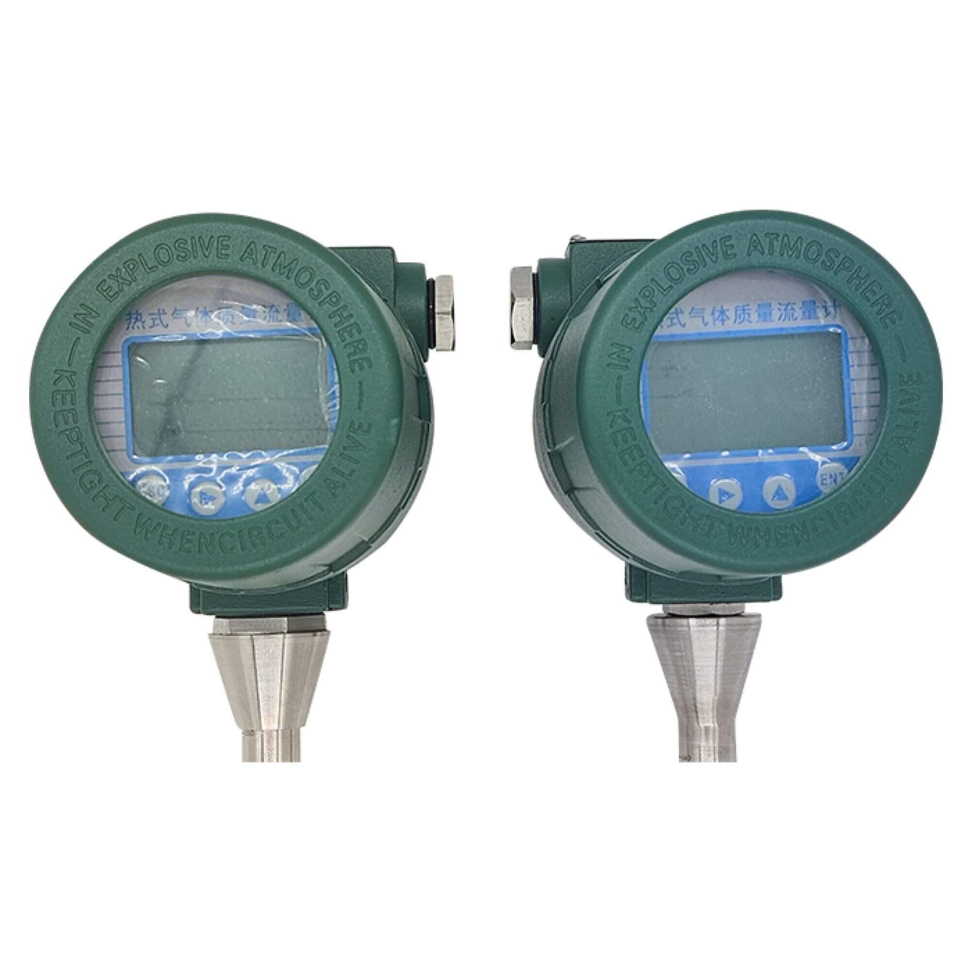 Thermal gas mass flow meter for measuring gas compressed air flow rate