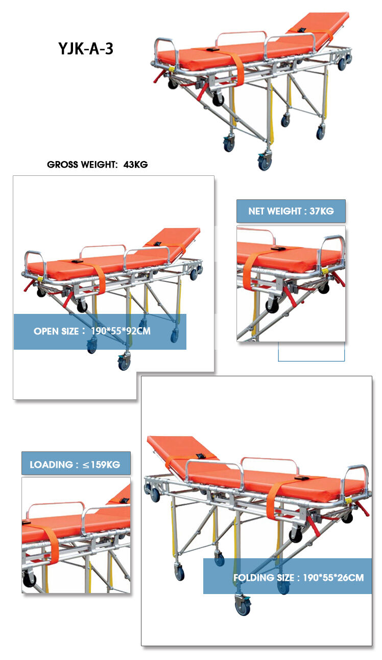 Adjustable Size Medical Hospital Patient Transport Emergency Folding Ambulance Stretcher supplier