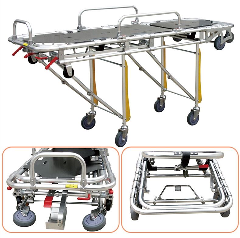 Hot Sale Hospital Rescue Professional Automatic Loading Folding Ambulance Stretcher With Wheels factory