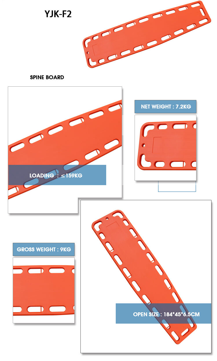 Jiekang Hot Sale Reliable Plastic Hospital Medical Backboard Long Spine Board Stretcher factory