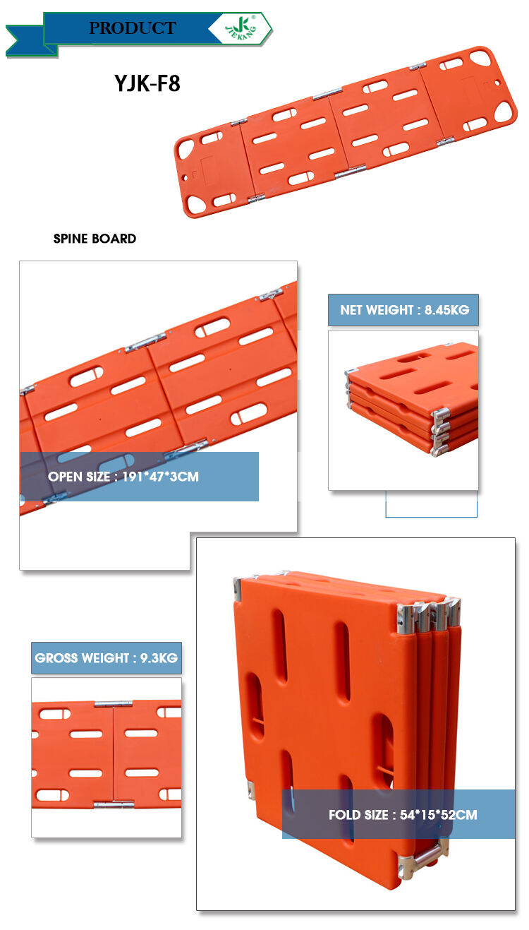 Ambulance Medical Equipment Rescue Patient Transfer X-rays Plastic Four Folding Spine Board Stretcher details