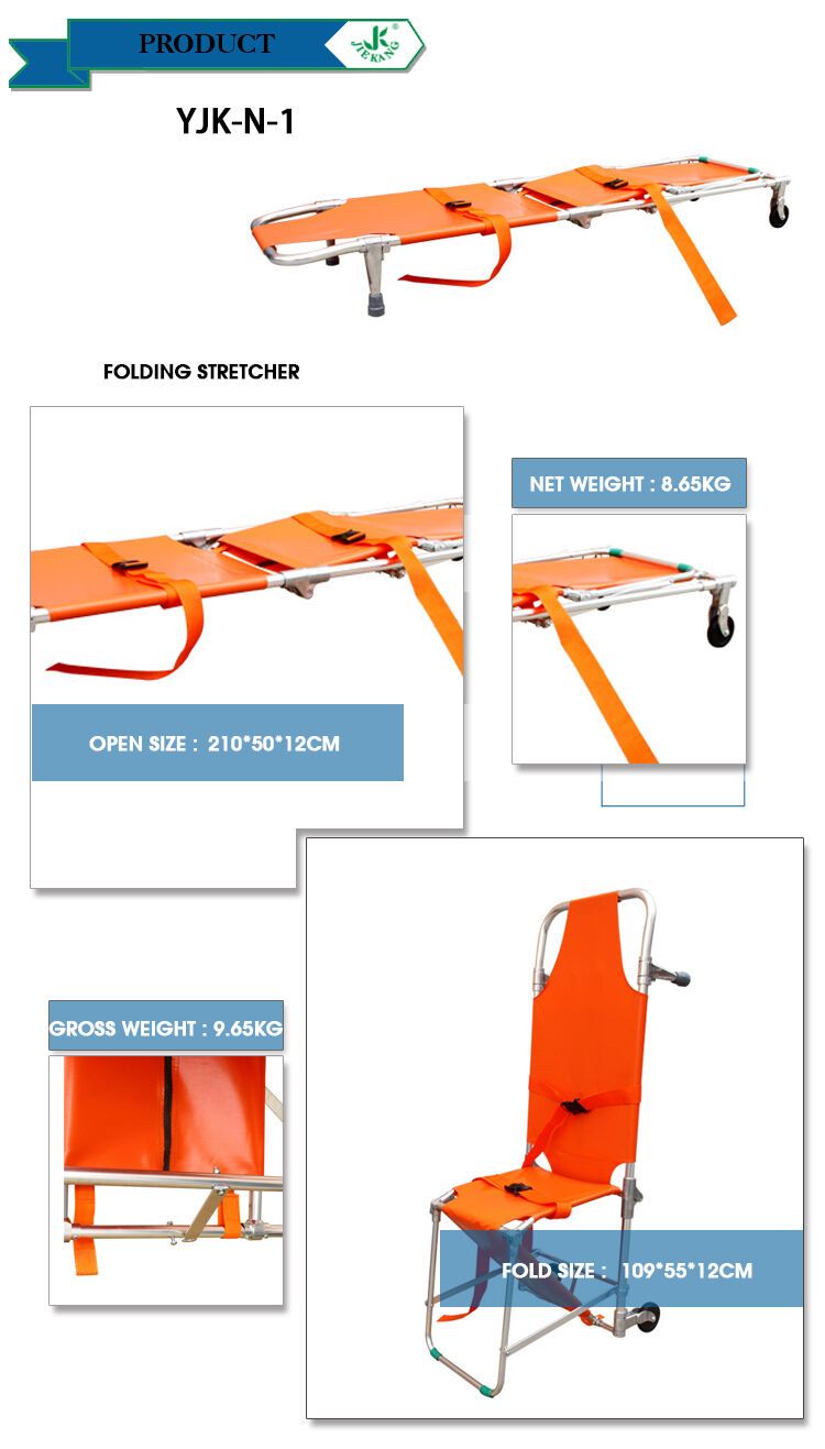 Aluminum Alloy Metal Light High Strength Rescue Emergency Folding Stretcher For Sale manufacture