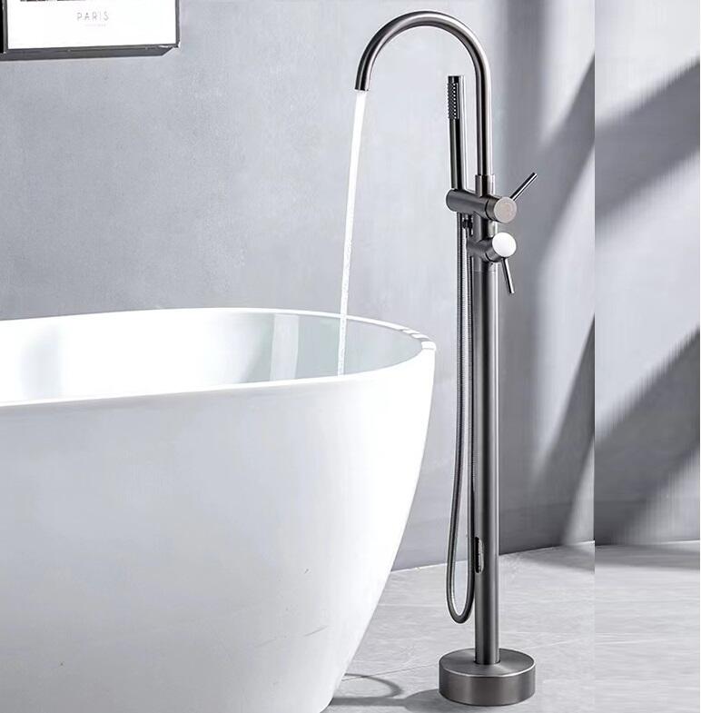 Popular Bathroom floor mounted bathtub faucet Mixer Shower OEM Brass freestanding bath mixer tap factory