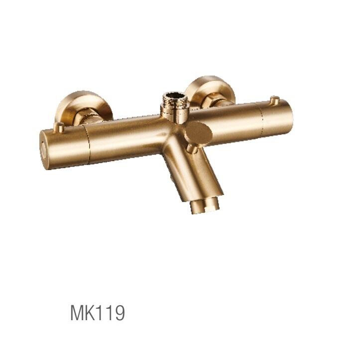 High quality   Brushed gold  PVD Round   brass  bathroom Cold touch  Anti- scald  thermostatic Bath shower  valve factory