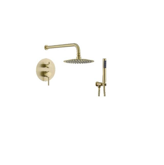 Hot Sale Golden brush finish Wall Mounted Bathroom Shower Faucet  OEM Ceramic Brass Concealed   Bath Shower  mixer tap faucet factory