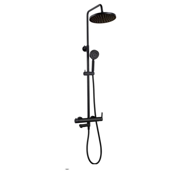 Bathroom Luxury Matte black   wall mounted shower column set  brass shower system set factory