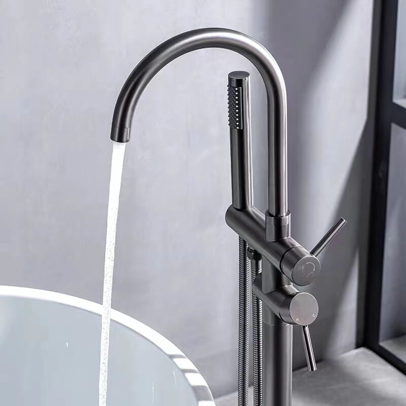 Popular Bathroom floor mounted bathtub faucet Mixer Shower OEM Brass freestanding bath mixer tap factory