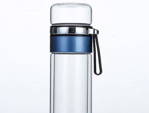 Double layered glass insulated tea cup with glass cup dual-purpose