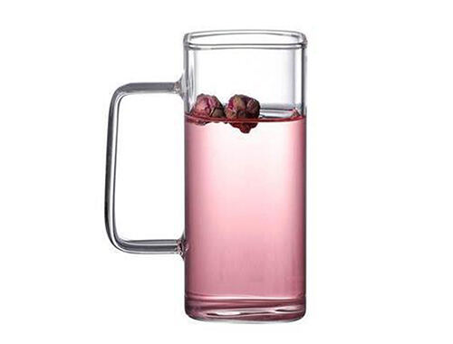 Transparent glass cup with handle for water buffalo milk tea juice