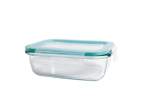 Rectangular transparent glass lunch box with customizable capacity