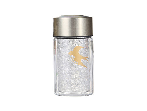 Double layer transparent glass bird's nest bottle with stainless steel cap