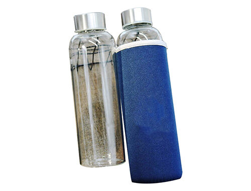 Customized food grade transparent high borosilicate glass water bottle with colored insulation cover