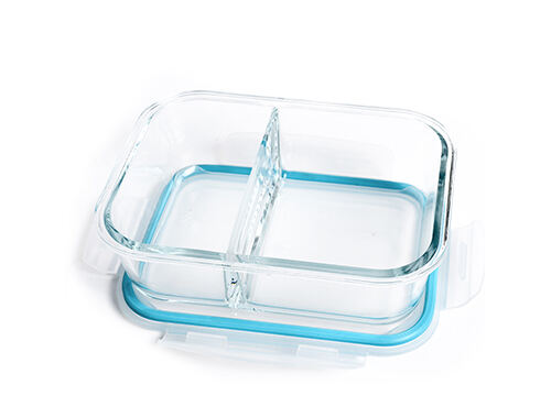 Transparent glass lunch box with plastic sealing cover