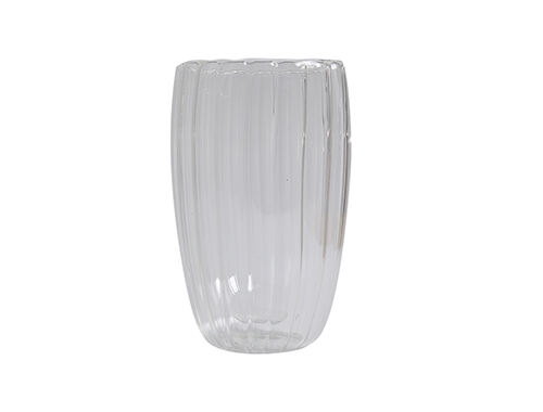 Double layer transparent glass vertical stripe water cup can be customized