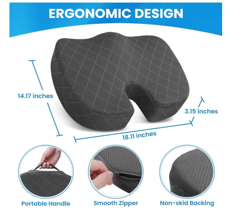 Seat Cushion Memory Foam Cushion for Office Chair Car Seat Airplane Bleacher Sciatica Hip Coccyx Pain Relief Desk Chair Cushion manufacture