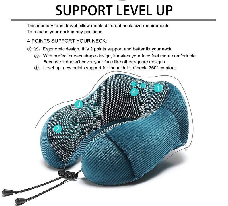 Neck Pillow for Travel Neck Pillow for Airplane 100% Pure Memory Foam Travel Pillow for Flight Headrest Sleep Portable manufacture