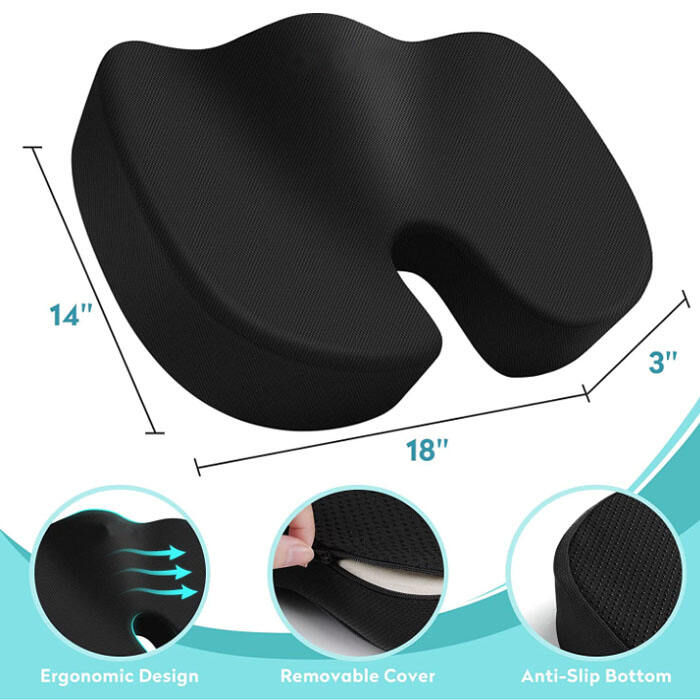 Office Chair Seat Cushion Gel Memory Foam Suede Cover Back Coccyx Pain Relief for Office Chair Car Seat Train Plane Seat factory