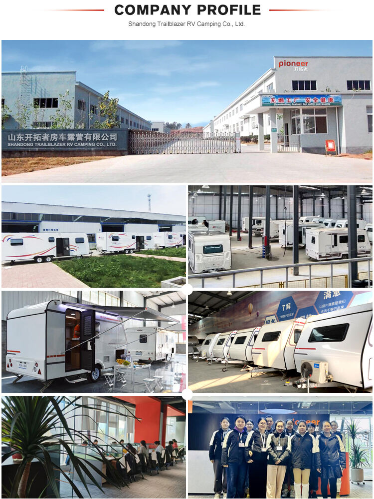 China Manufacturer Steel Frame RV Van Travel Caravan Trailers Camper With Solar Panel details