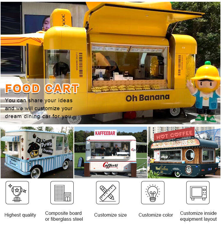 Food truck Customized Dining truck Hot Dog Pizza Coffee Ice Cream Mobile Camping Trailer Mall Night Market Buffet car factory