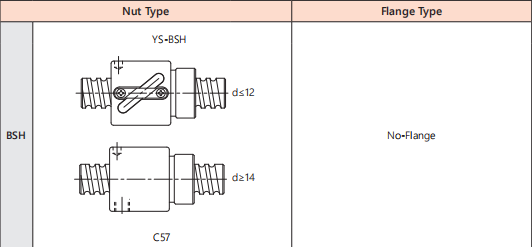 No flange nut ball screw BSH manufacture