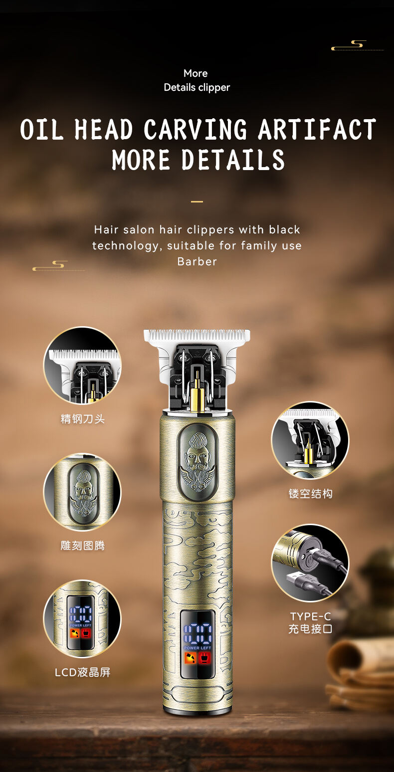 Tondeuse à cheveux électrique étanche à affichage numérique avec corps en métal usine