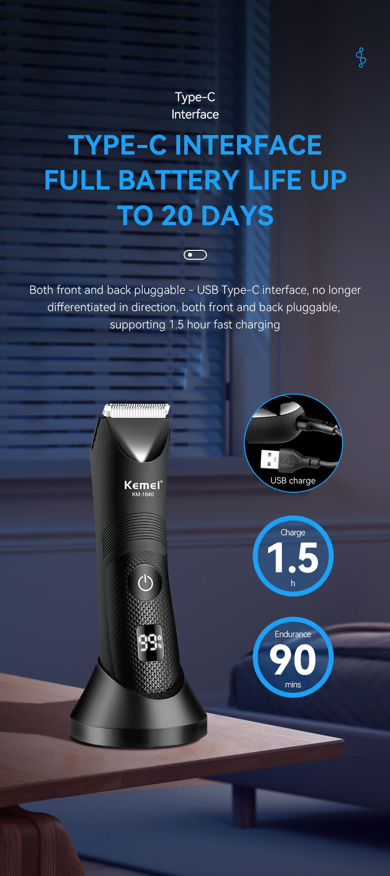 Barber Cordless LCD Hair Trimmer and Cutting For Men Cordless details