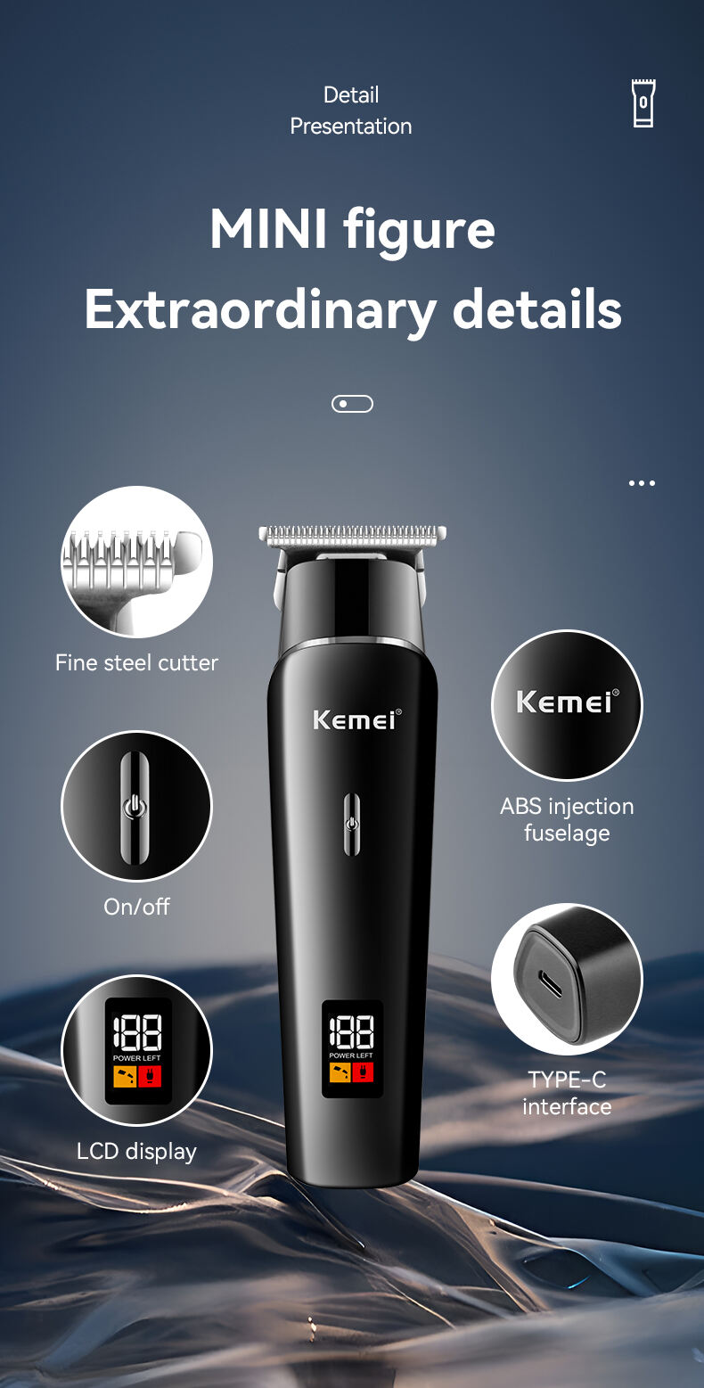 KE-1113 Kit de toilettage barbe tondeuse nez moustache rasoir corps tondeuse à cheveux électrique sans fil rasoir pour hommes détails