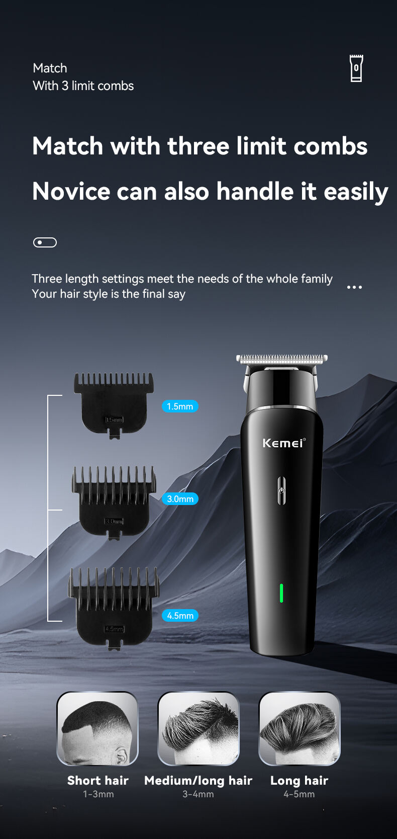 KM-1115 USB Recharge Electric Hair Trimmer Nose Trimmer Replaceable Ceramic Blade Heads Hair Clipper For Men supplier