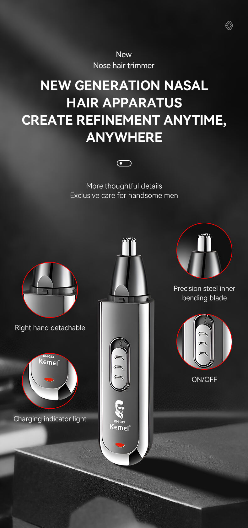Wholesale Professional Nose Hair Removal Device Rechargeable Nose Hair Remover Trimmer manufacture