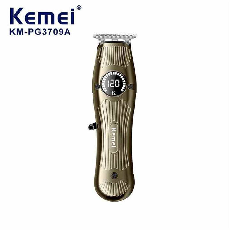 Usb Current Hair Cut Electric Hair Trimmer Cutter Kemei Km-Pg3709a Lcd Digital Display Metal Body Hair Clipper