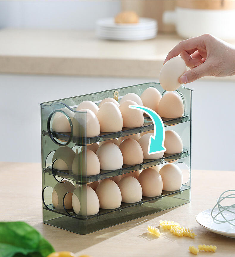 Egg storage box refrigerator side door kitchen fresh-keeping arrangement storage artifact put eggs automatically turn up supplier