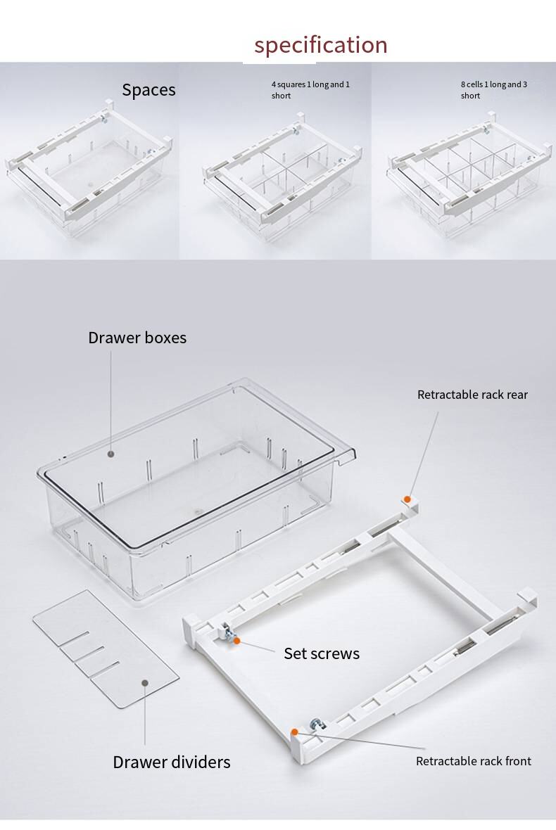 Drawer type telescopic refrigerator storage box kitchen food food compartments storage fresh-keeping frozen storage factory