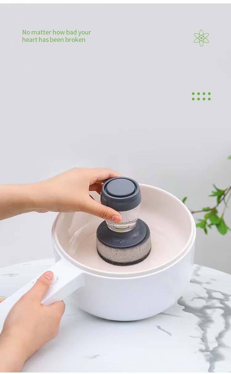 Lazy brush pot artifact press clean add liquid wash pot brush kitchen household sponge clean wash pot brush steel factory