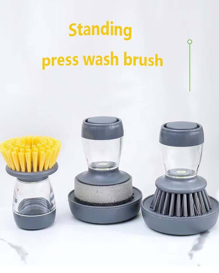 Lazy brush pot artifact press clean add liquid wash pot brush kitchen household sponge clean wash pot brush steel supplier