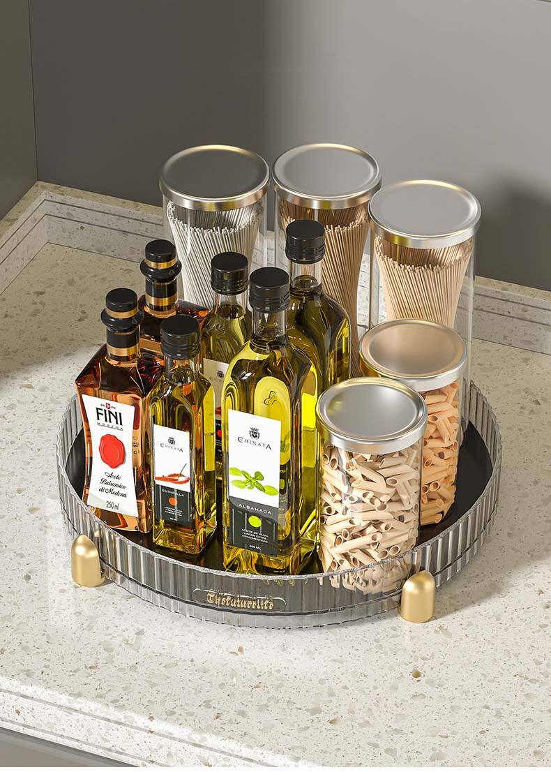 New rotating storage box kitchen supplies seasoning department store storage tray multifunctional rotating shelving factory